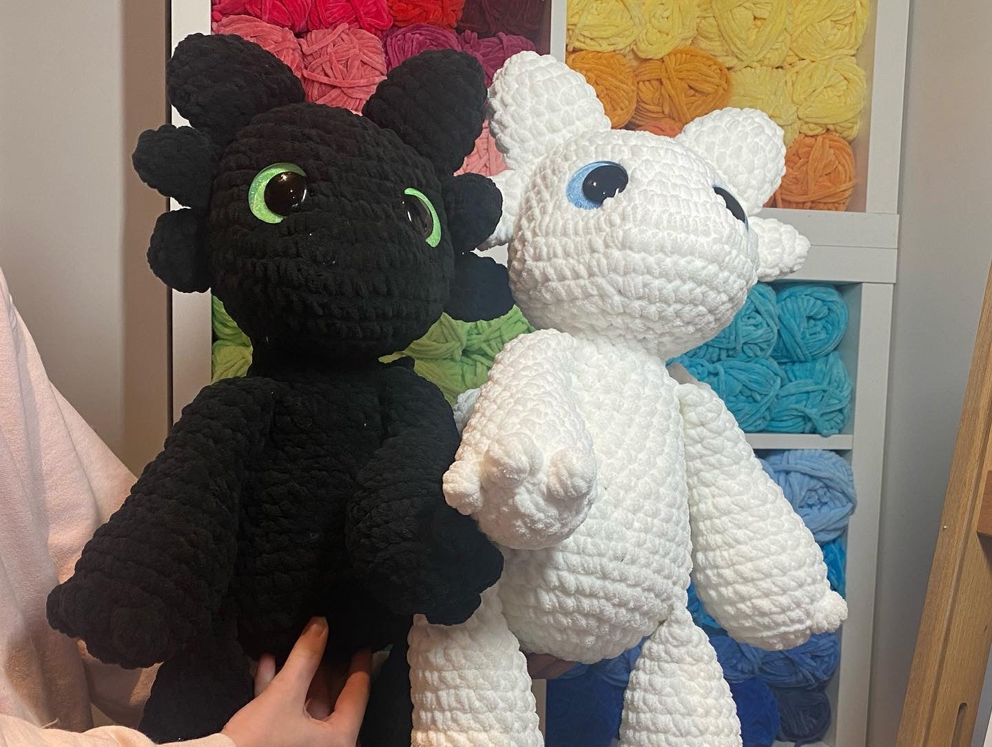 Jumbo Light Fury Crocheted Dragon Handmade Plushie Stuffed Animal