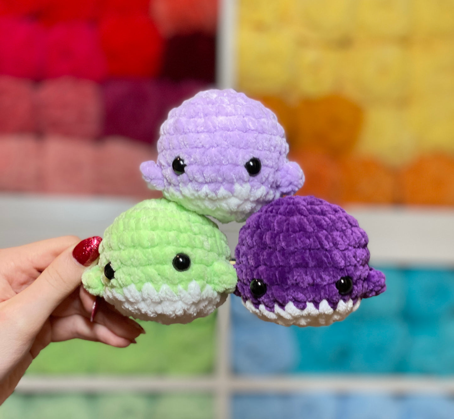 Crochet Pocket Whale Plushie Amigurimi Handmade Cute Plushie Stuffed Animal