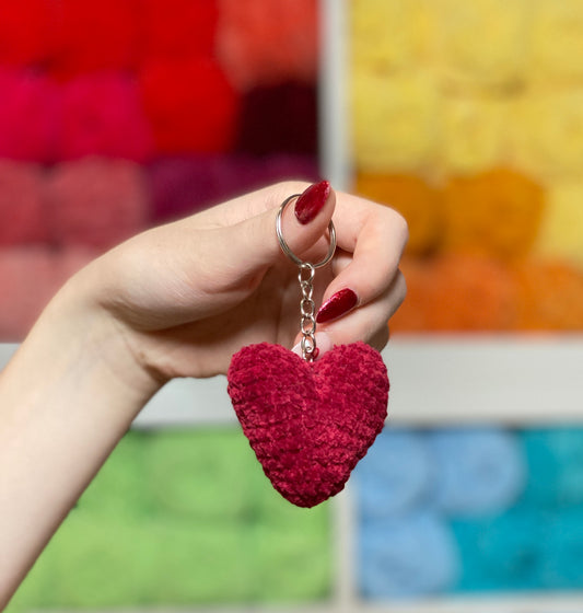 Plush Heart Handmade Crochet Keychain Bag Charm