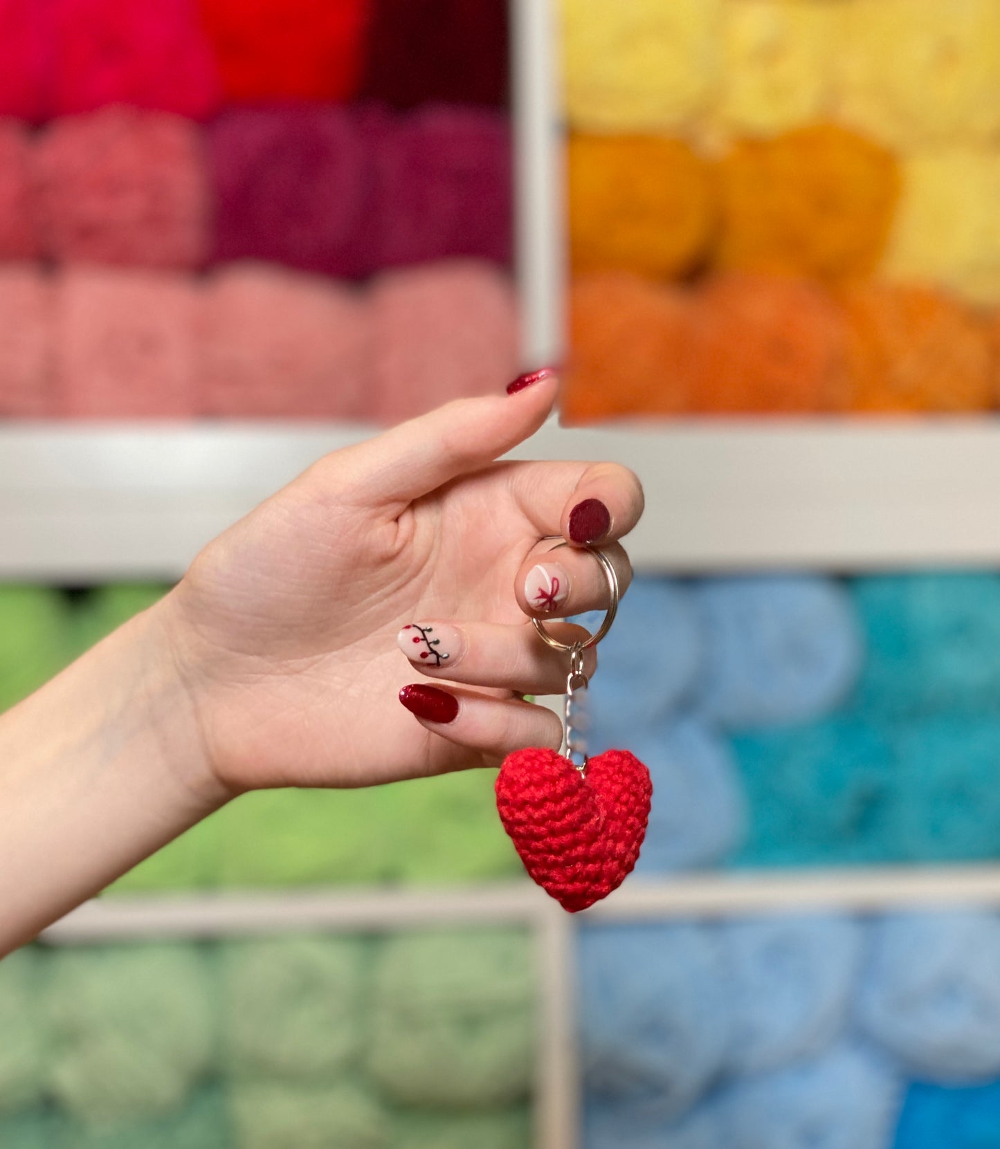 Acrylic Heart Handmade Crochet Keychain Bag Charm