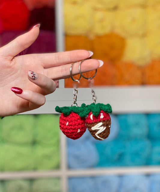 Acrylic Crochet Strawberry Keychain Bag Charms