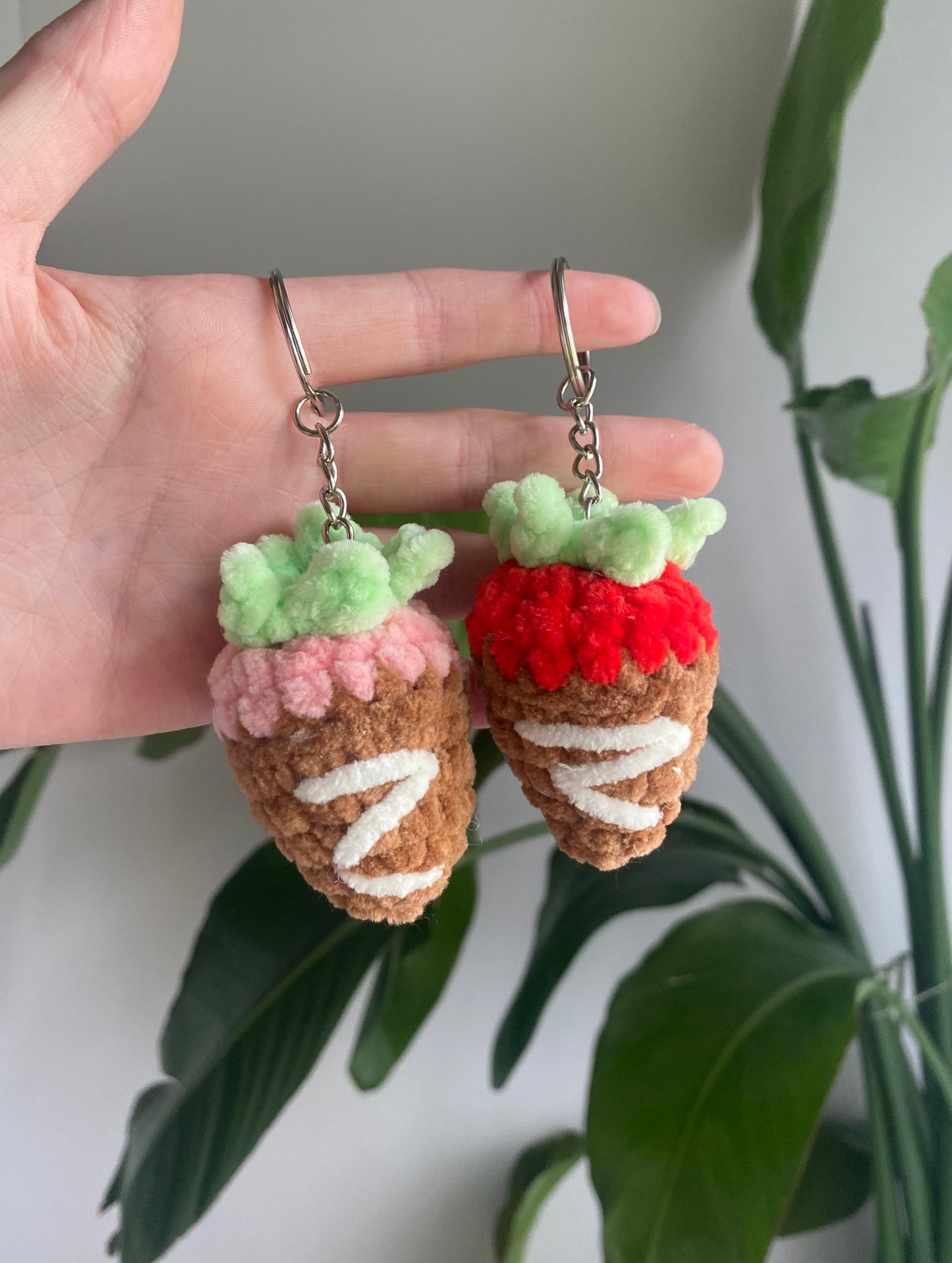 Crochet Chocolate Cover Strawberry Keychains