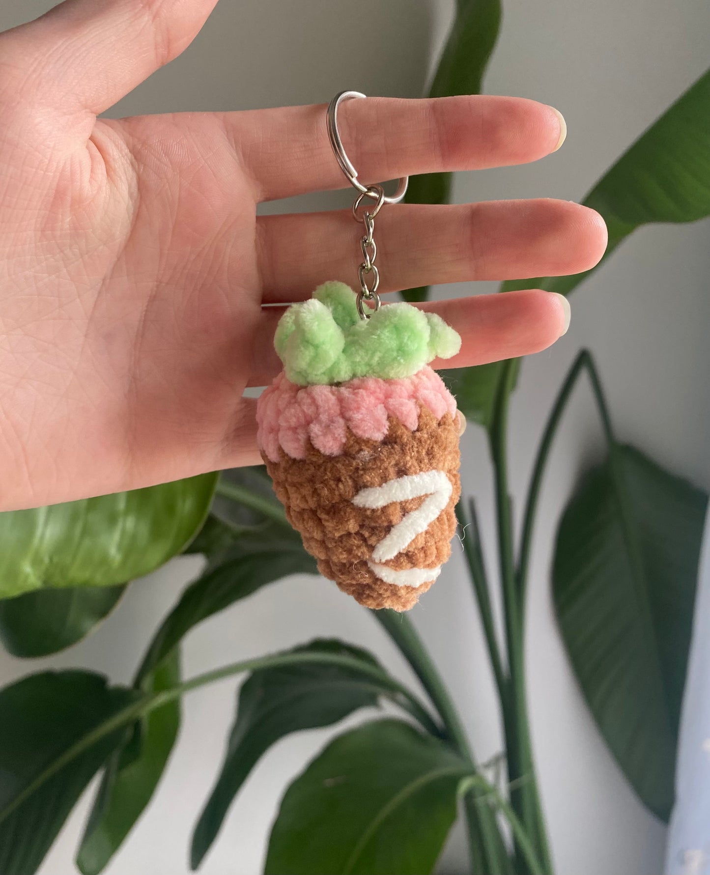 Crochet Chocolate Cover Strawberry Keychains