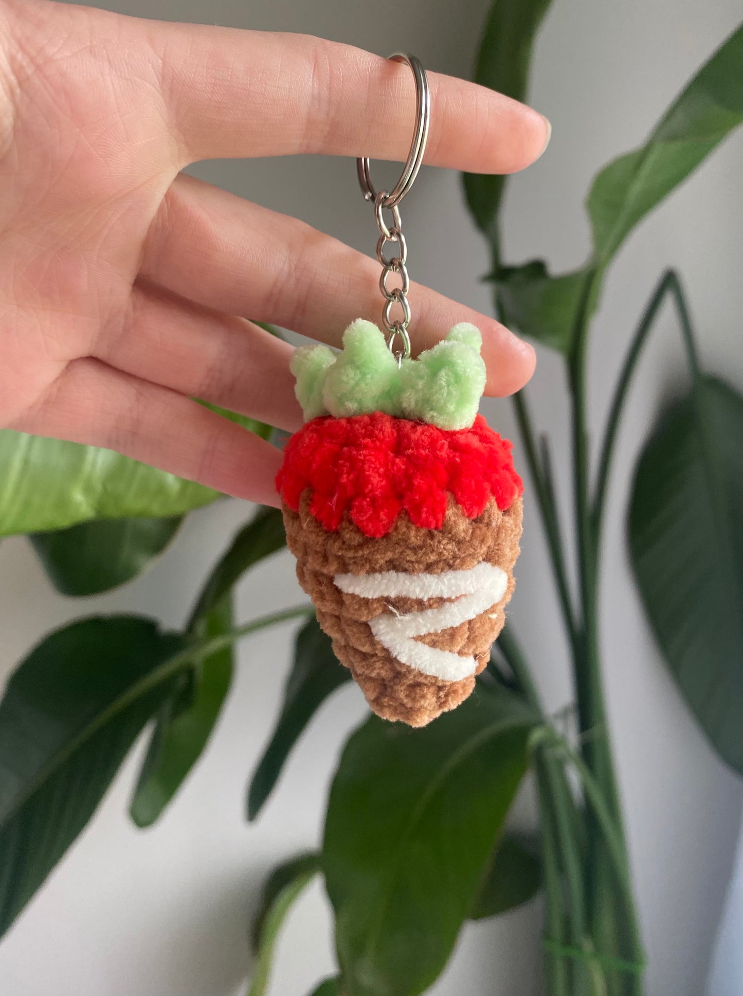 Crochet Chocolate Cover Strawberry Keychains