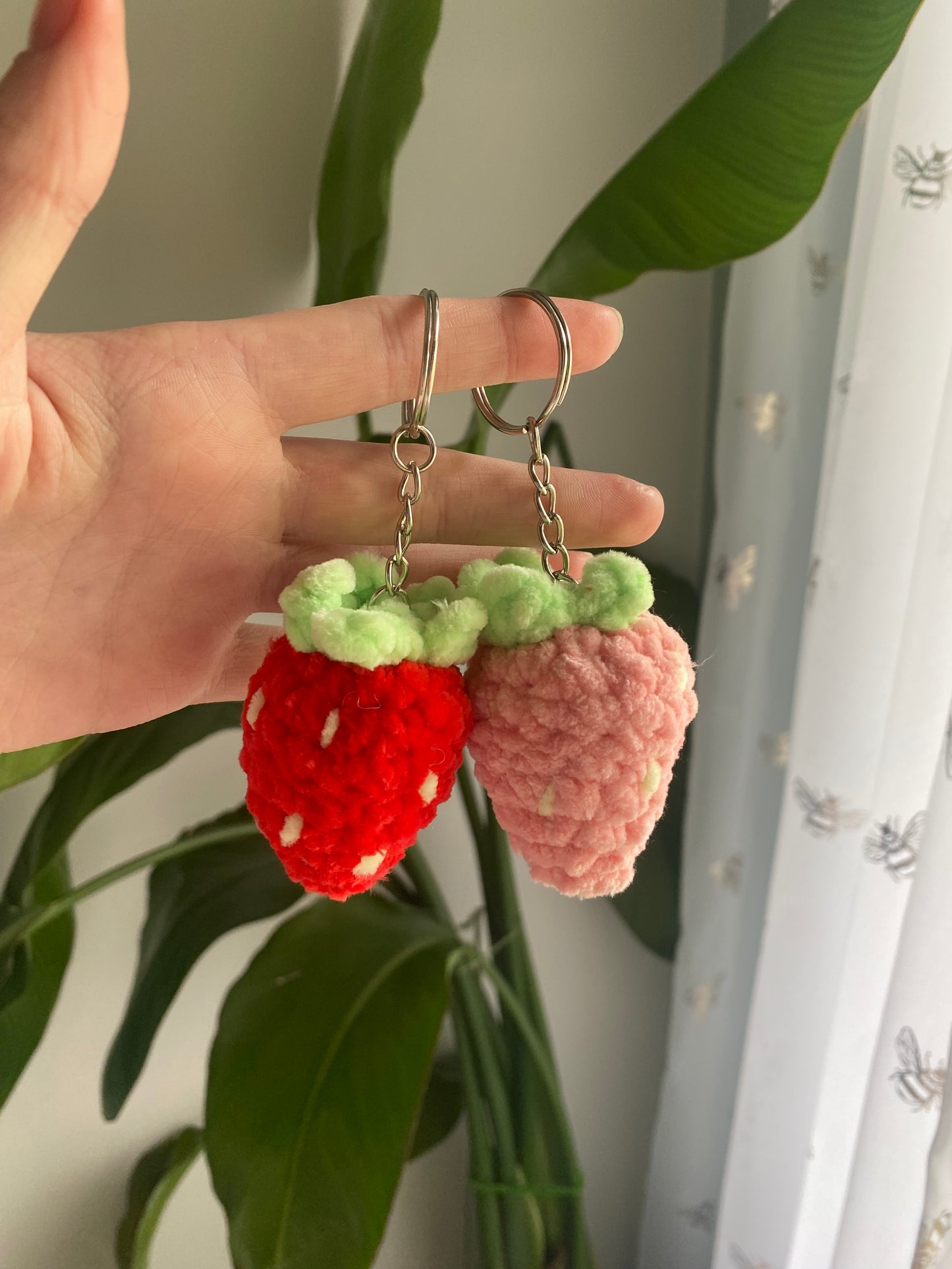 Crochet Strawberry Keychain