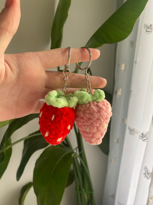 Crochet Strawberry Keychain