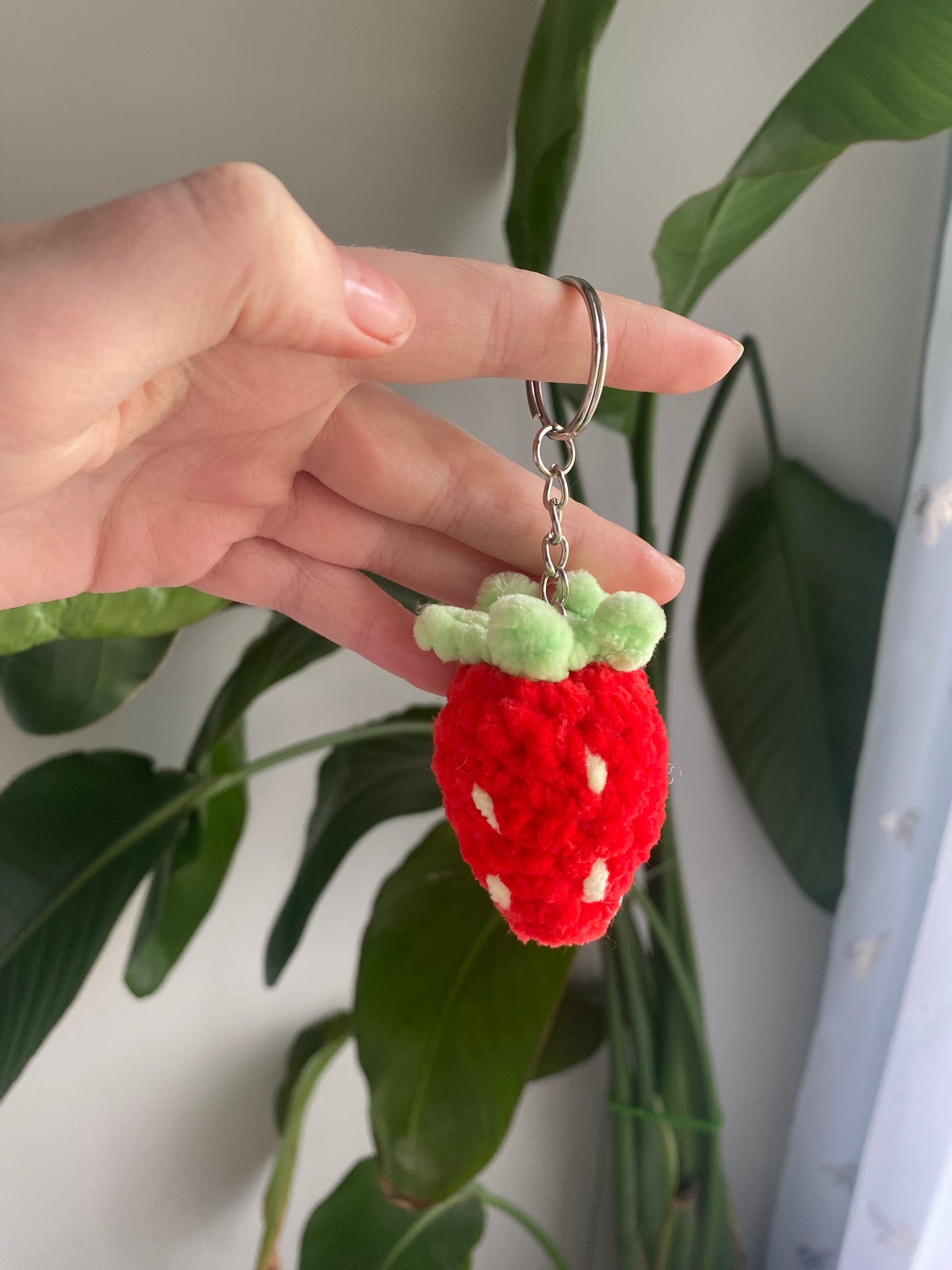Crochet Strawberry Keychain