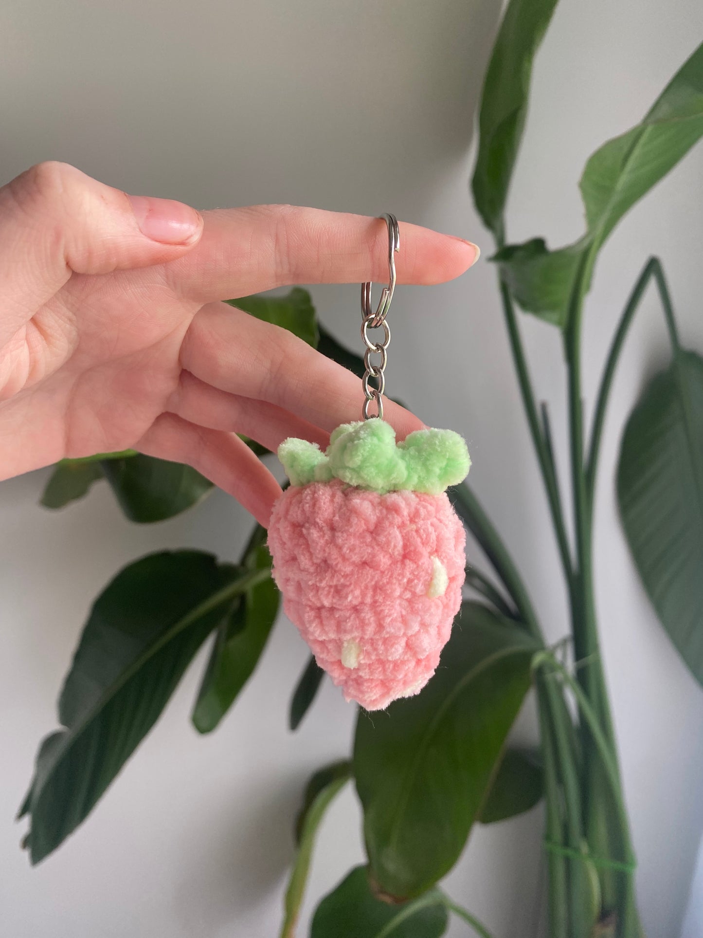 Crochet Strawberry Keychain